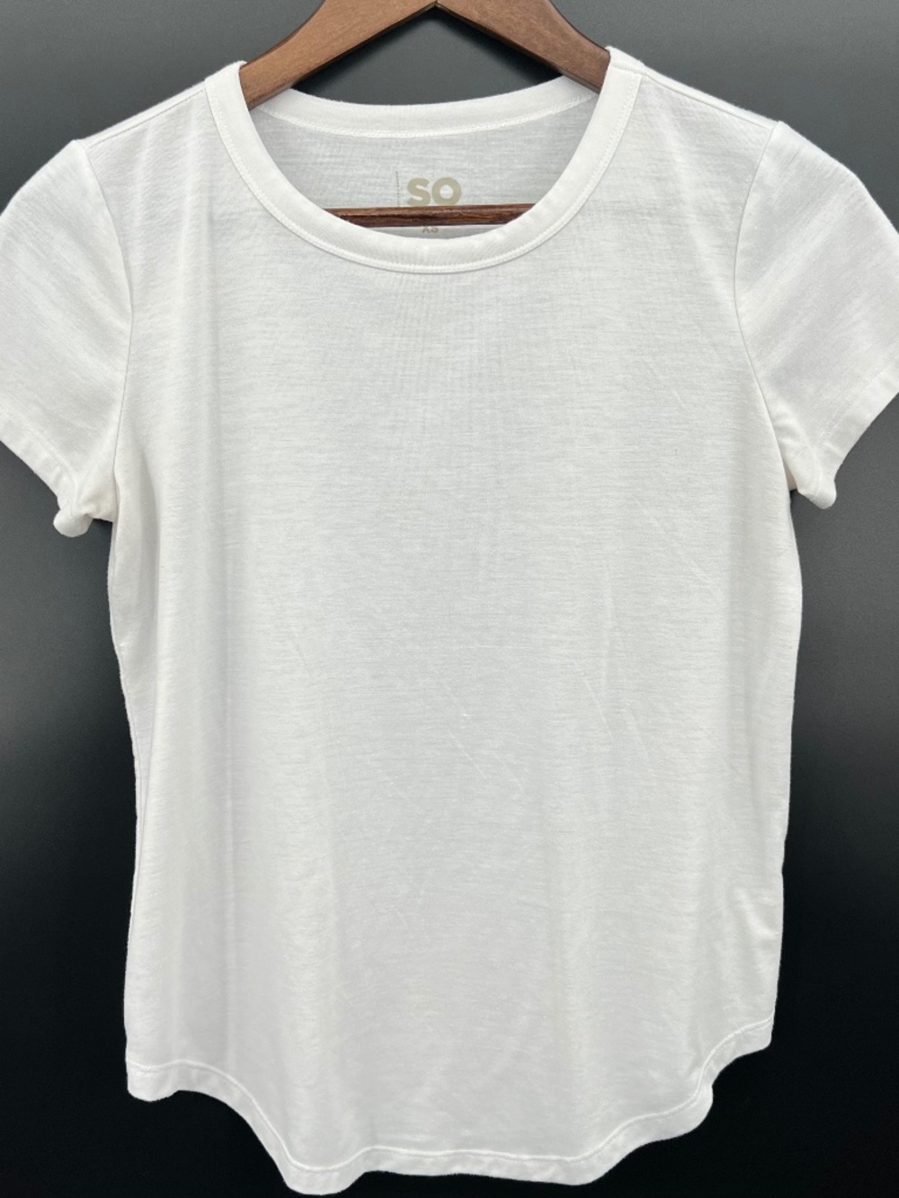 Juniors SO Crewneck Short Sleeve Tee XS White